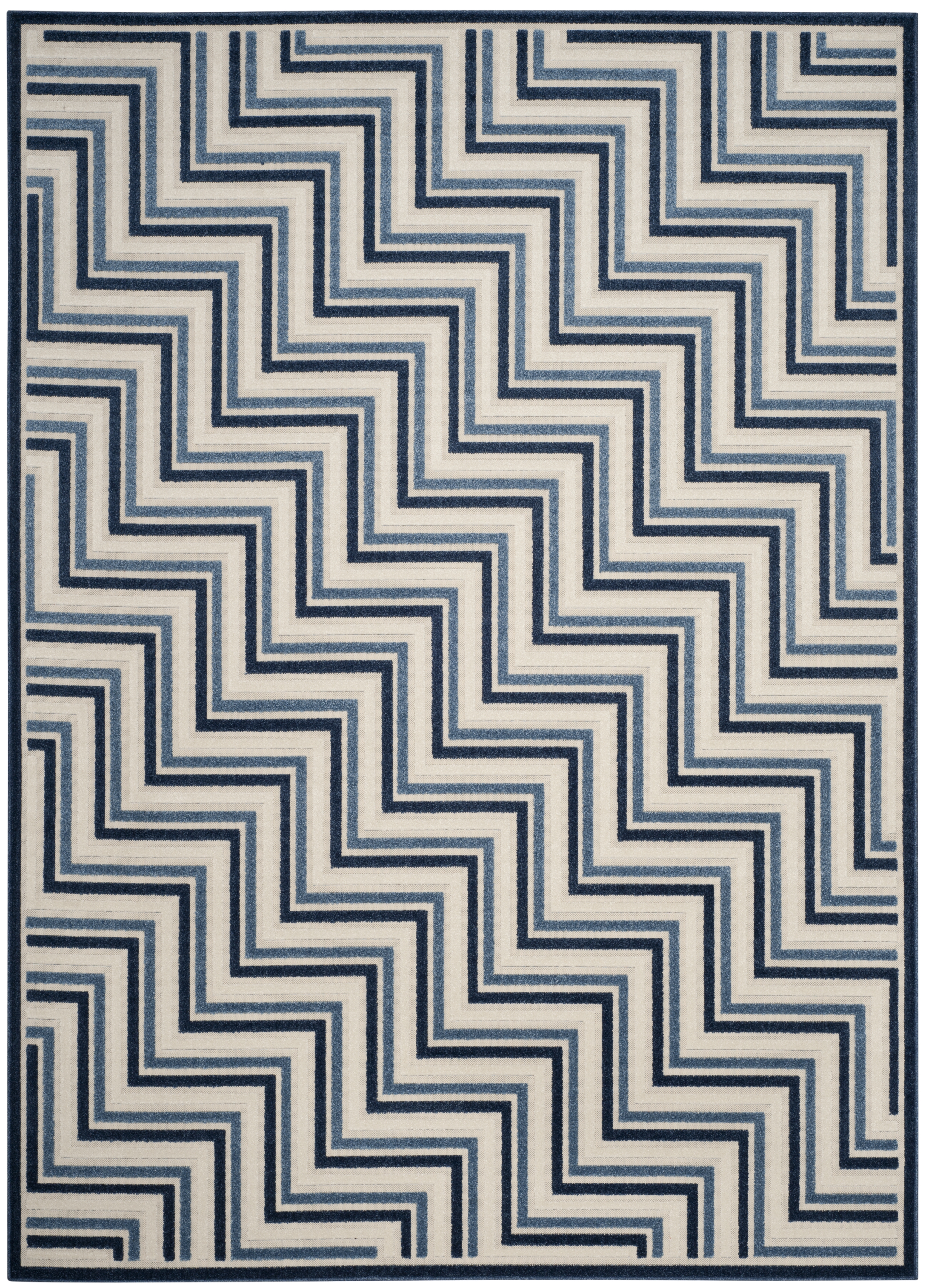 Arlo Home Indoor/Outdoor Woven Area Rug, COT935K, Cream/Blue,  8' X 11' 2" - Image 0