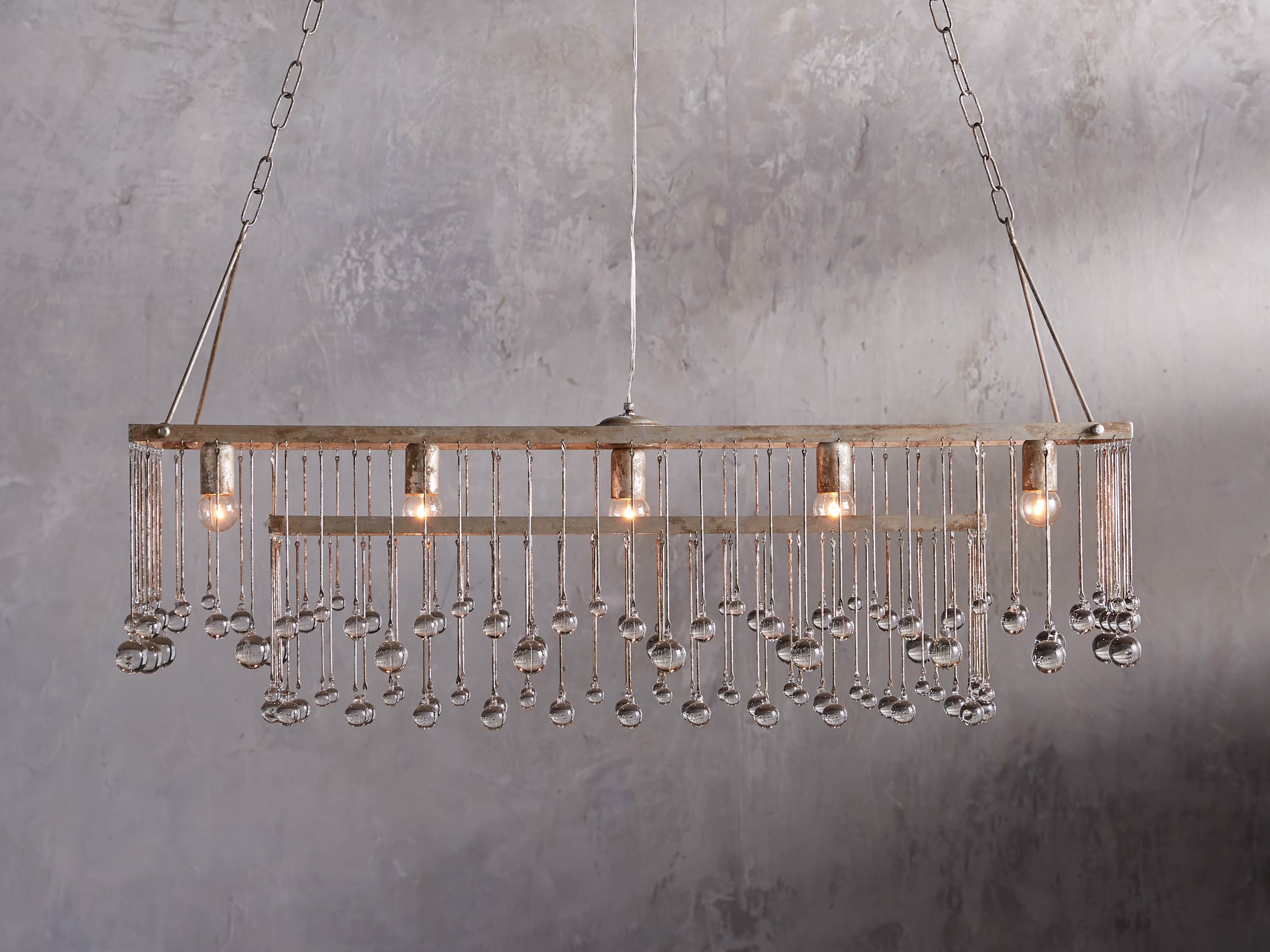 Aubrey Rectangular Chandelier in Silver 47" - Image 0