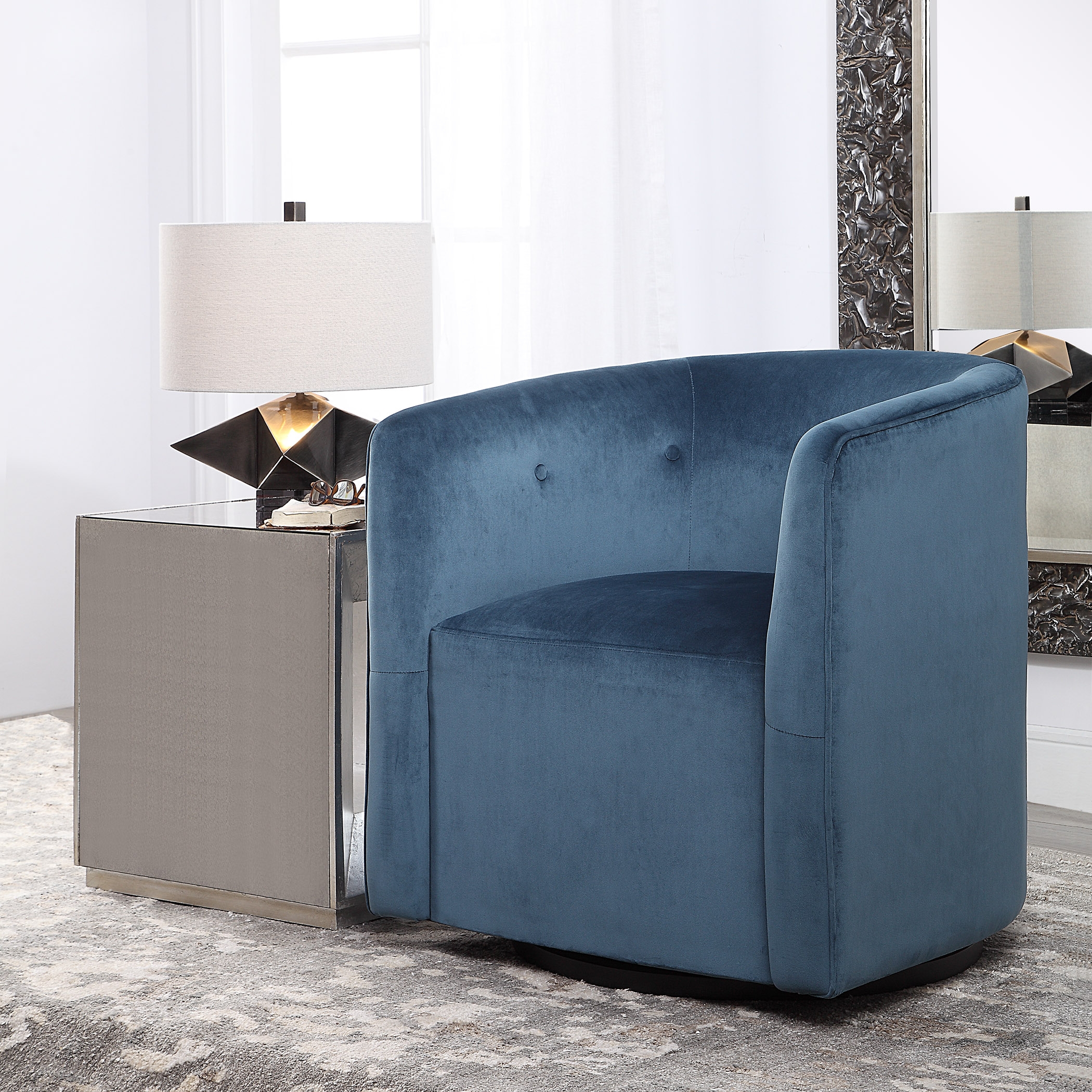 Mallorie Blue Swivel Chair - Image 4