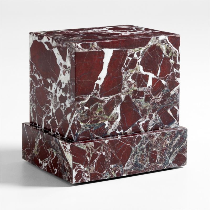 La Sienna Piccolo Dark Red Marble Plinth Side Table by Athena Calderone - Image 2
