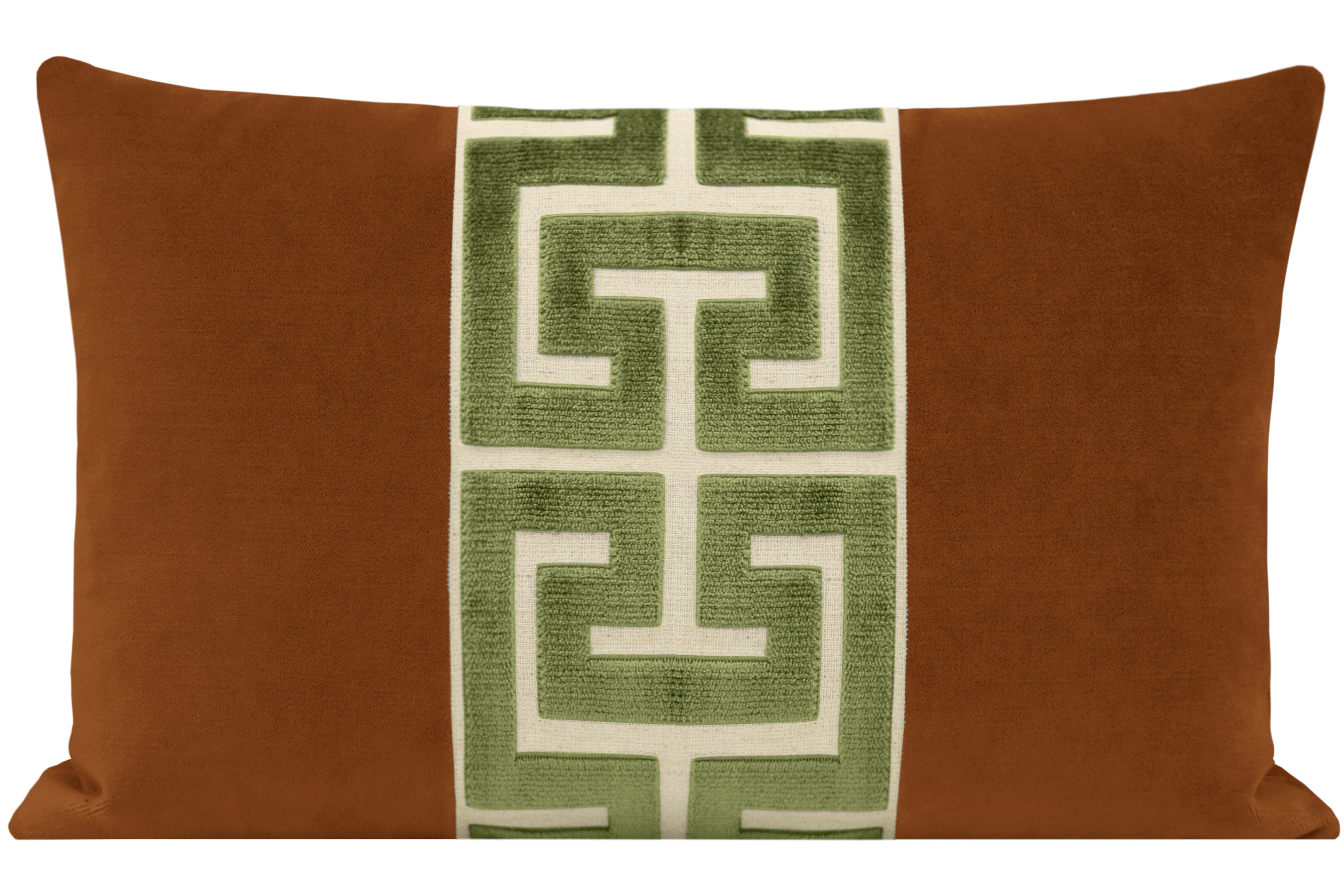 THE LITTLE LUMBAR :: SOCIETY VELVET // COGNAC + OLIVE GREEK TRIM - LITTLE LUMBAR 12" X 18" - Image 0