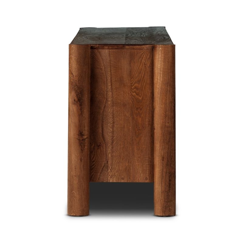 Ezri 82" Brown Carved Oak Wood Storage Media Console - Image 3
