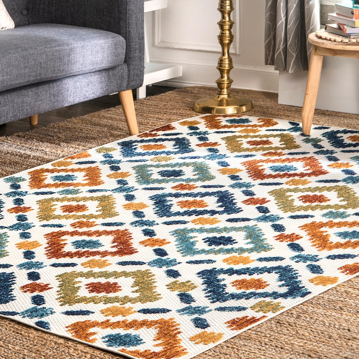 Indoor/Outdoor Transitional Labyrinth Area Rug - Image 0