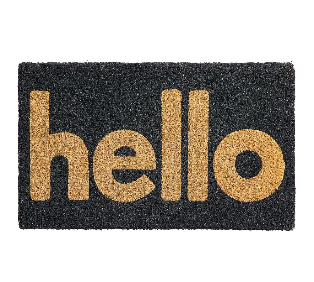 Hello Inverse Doormat, 18 x 30", Black - Image 0