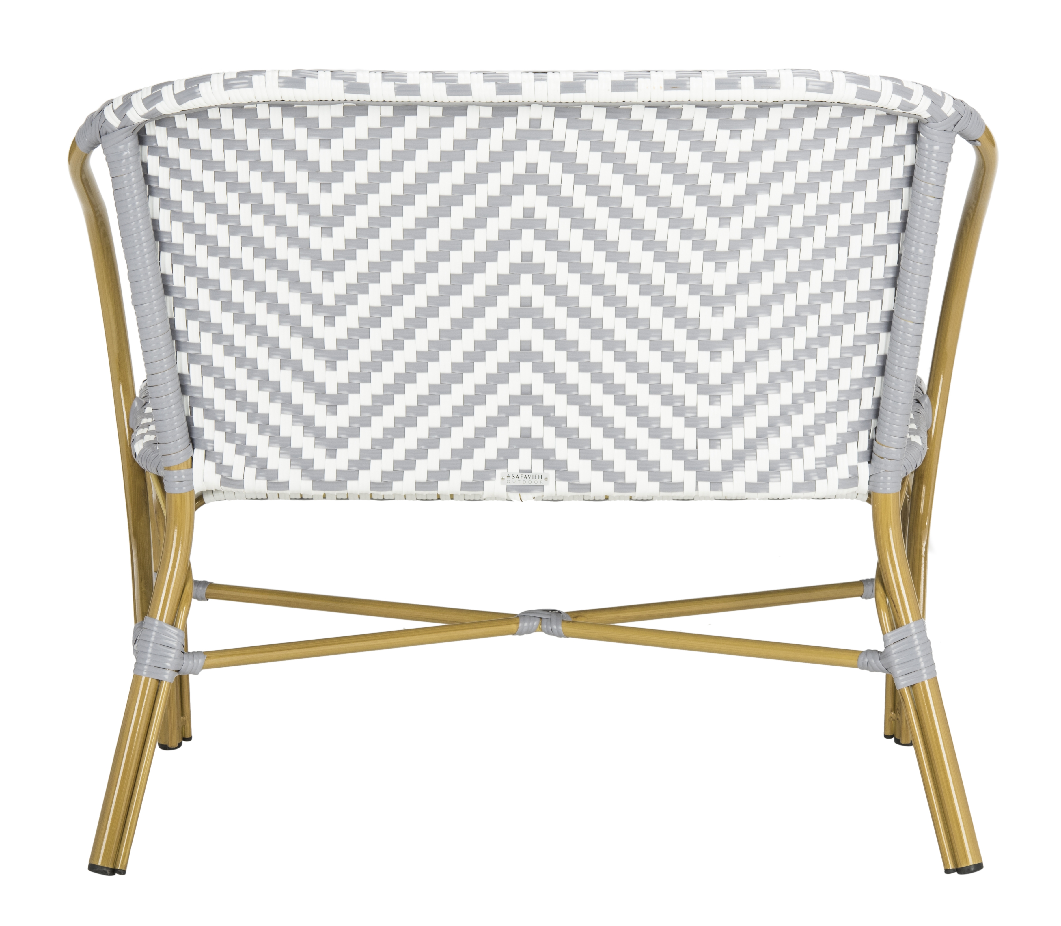 Dandra Herringbone Rattan Settee - Grey/White - Safavieh - Image 3