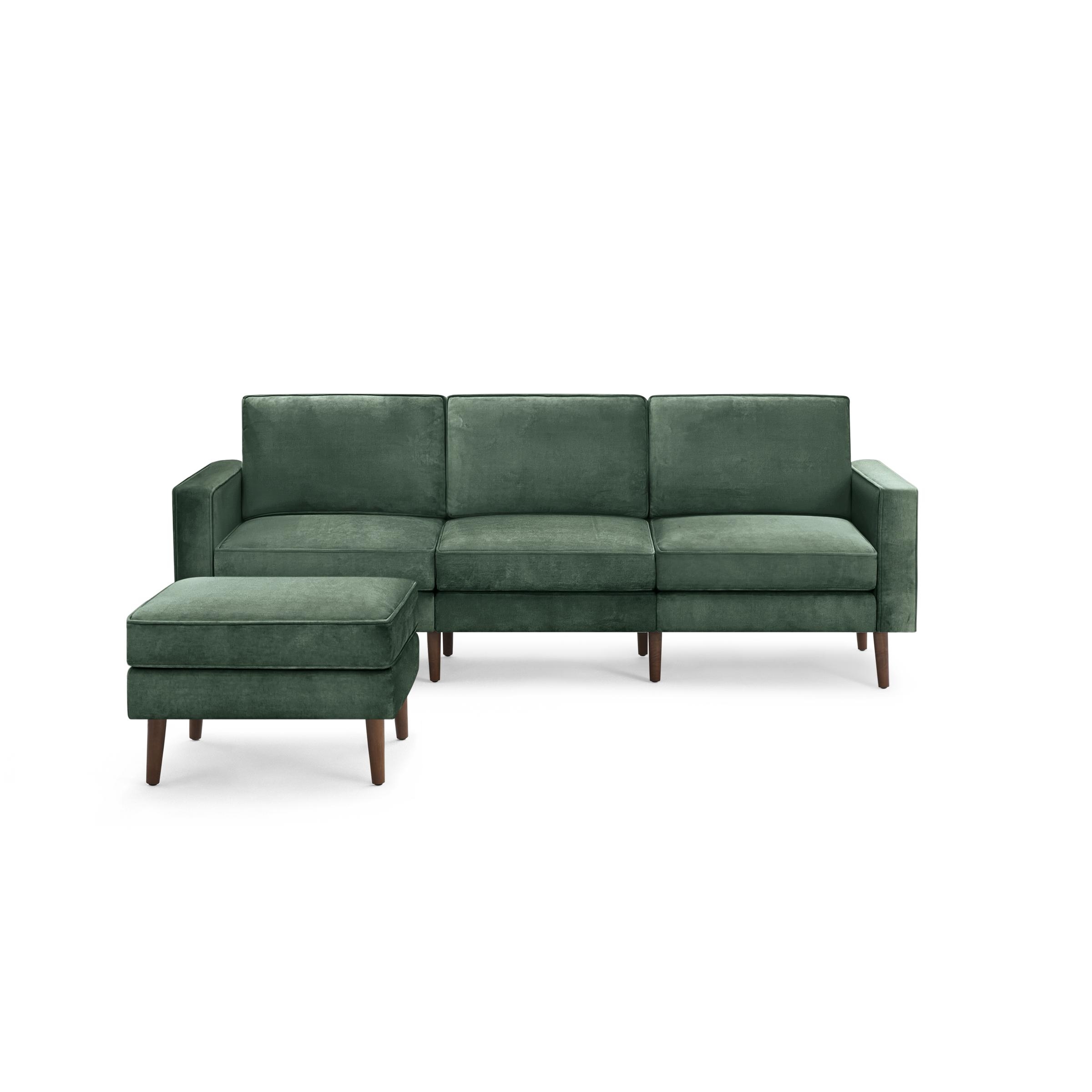 Nomad Velvet Sofa with Ottoman - Graphite Grey - Performance Velvet / Brass - Metal - Image 3
