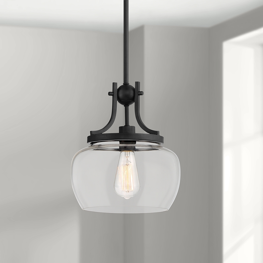 Regency Hill Kristov 10 1/2" Wide Black Clear Glass Mini Pendant Light - Image 0