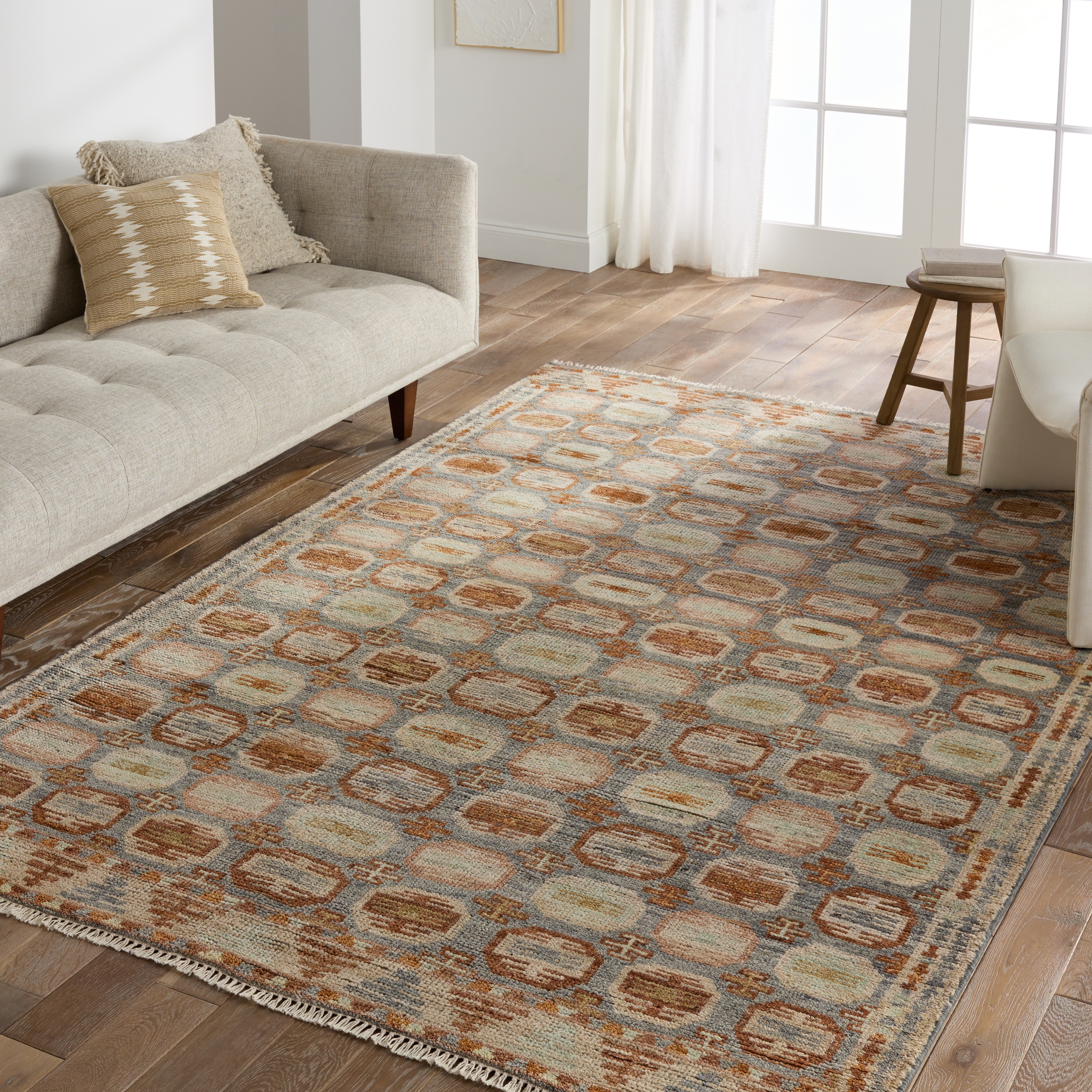 Titale HAZ01 Handknotted Medallion Blue and Slate Area Rug (10'x14') - Image 4