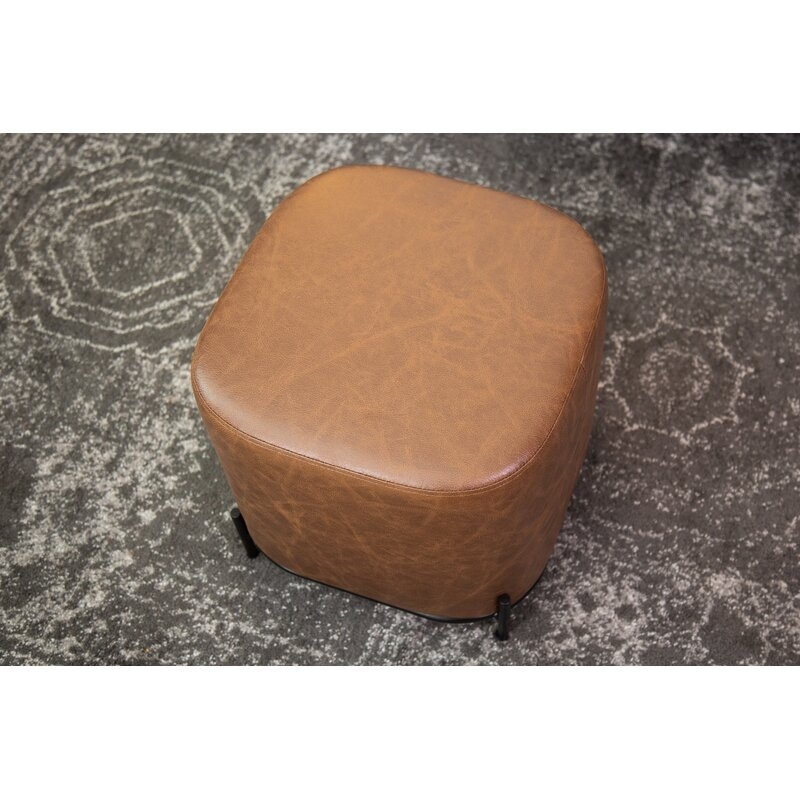 Gilbert 16.5'' Wide Faux Leather Square Cube Ottoman, Brown - Image 7