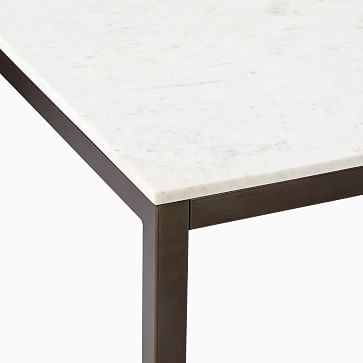 Frame Counter Table, White Marble, Antique Bronze - Image 3
