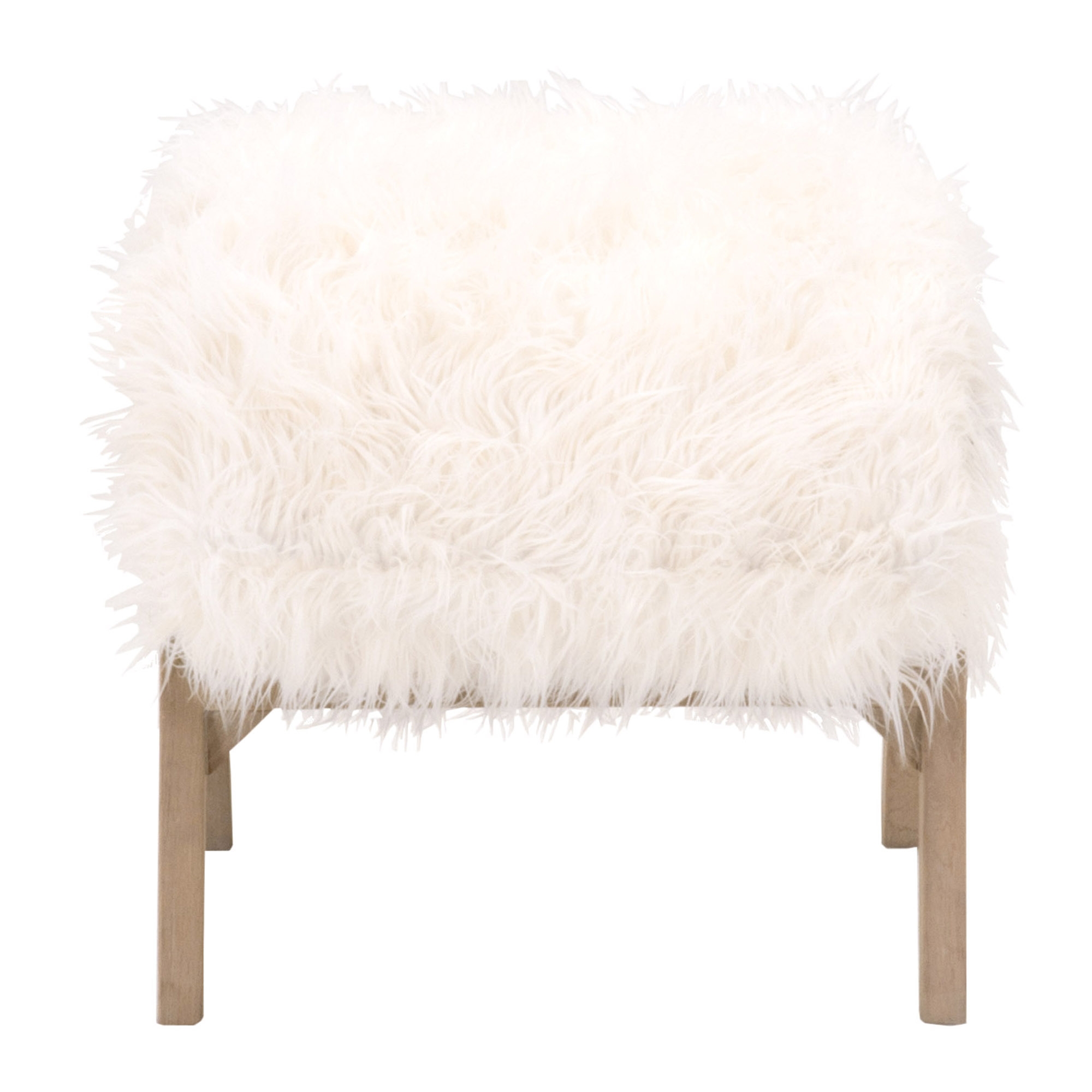 Tibet Faux Wool Ottoman, White - Image 3