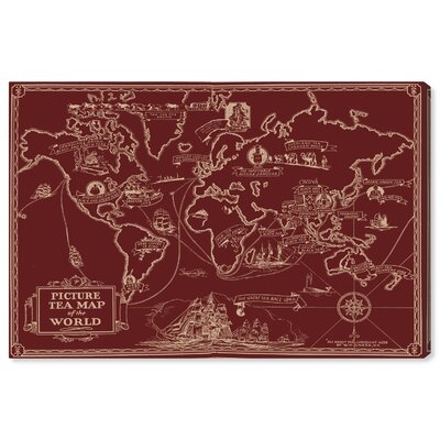Maps and Flags Tea Map of the World Berry World Maps - Wrapped Canvas Print - Image 0