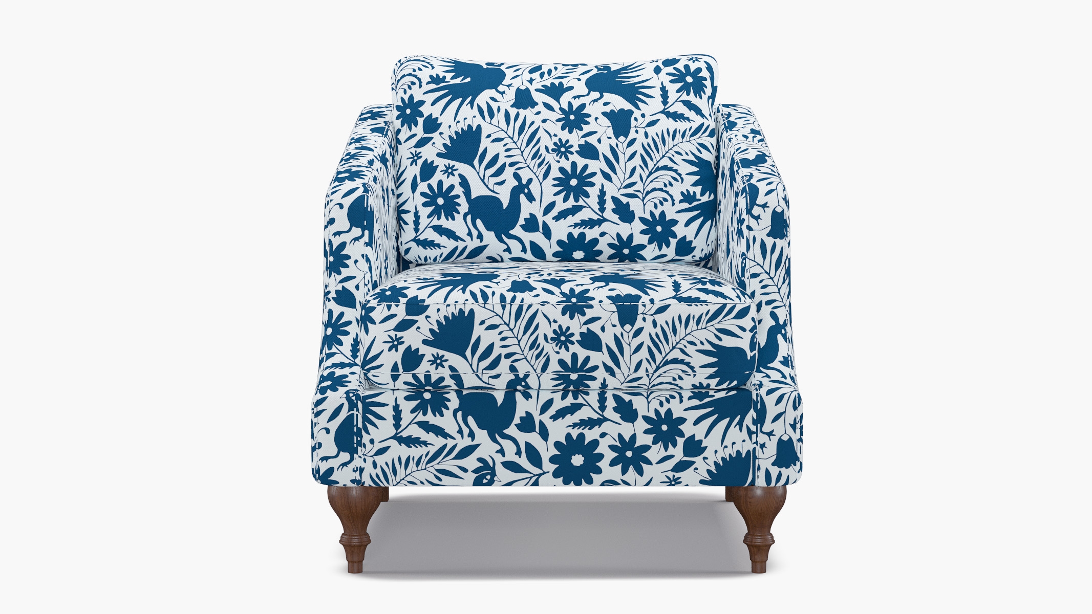 Slope Arm Chair, Cerulean Frida, Walnut Turned Wood Leg - Image 0