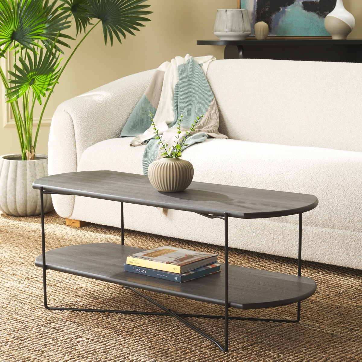 Marlee Coffee Table - Dark Grey Oak / Black - Safavieh - Image 1