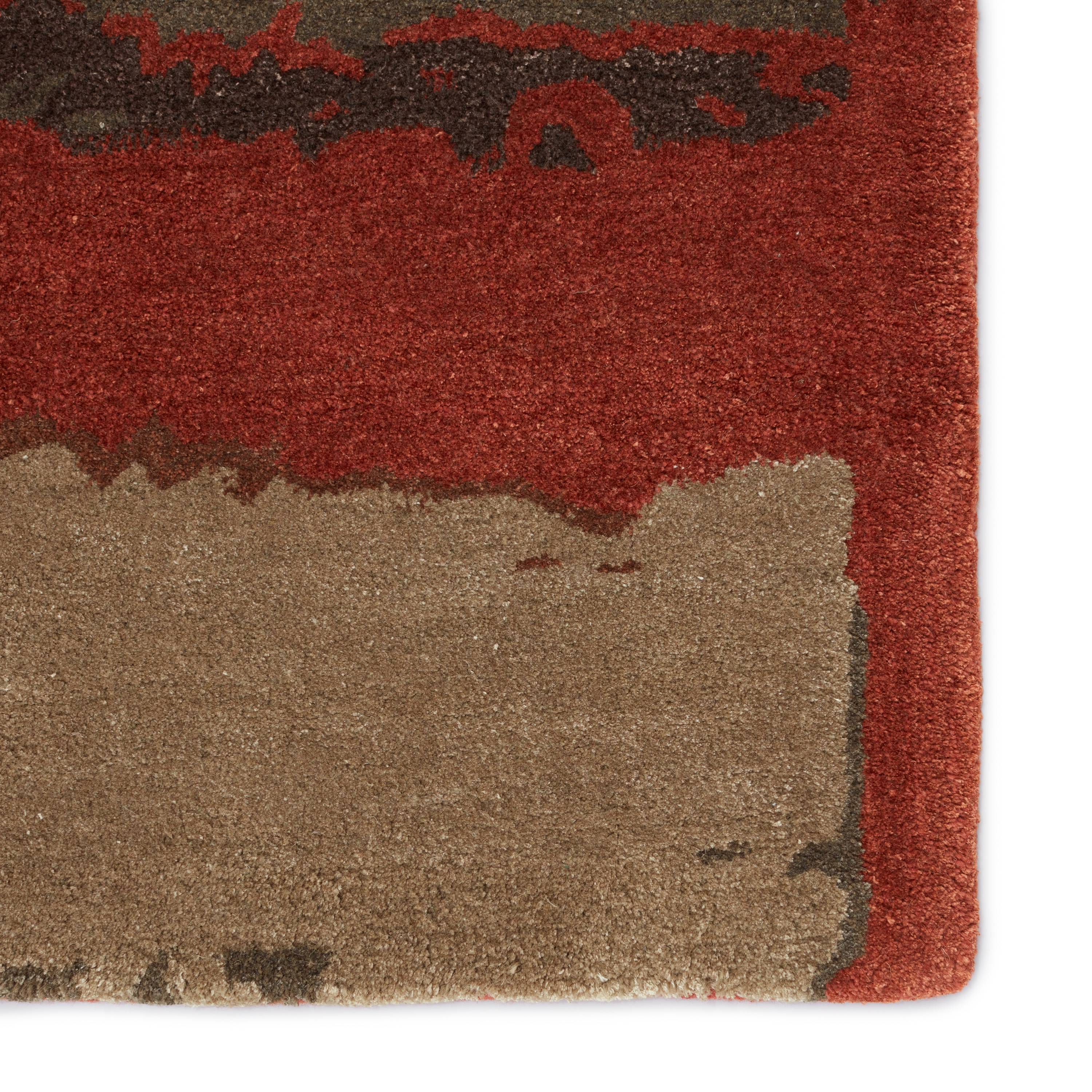 Juna Handmade Abstract Red/ Brown Area Rug (5'X8') - Image 3