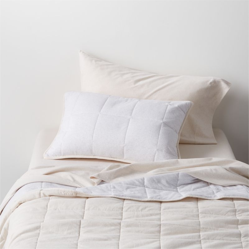 Comfy Tee Beige Organic Cotton Jersey Kids Twin Sheet Set - Image 1