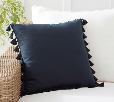 Tassle Trim Indoor Outdoor Pillow, 18 x 18 x 18" - Image 0