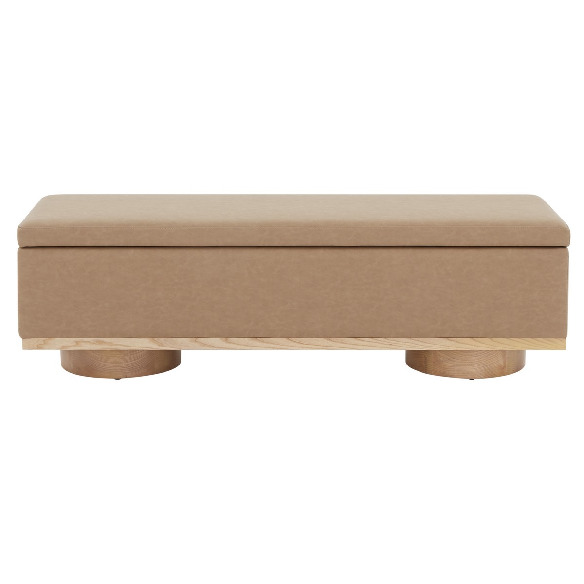 Vianna Vegan Leather Storage Bench - Camel - Image 0