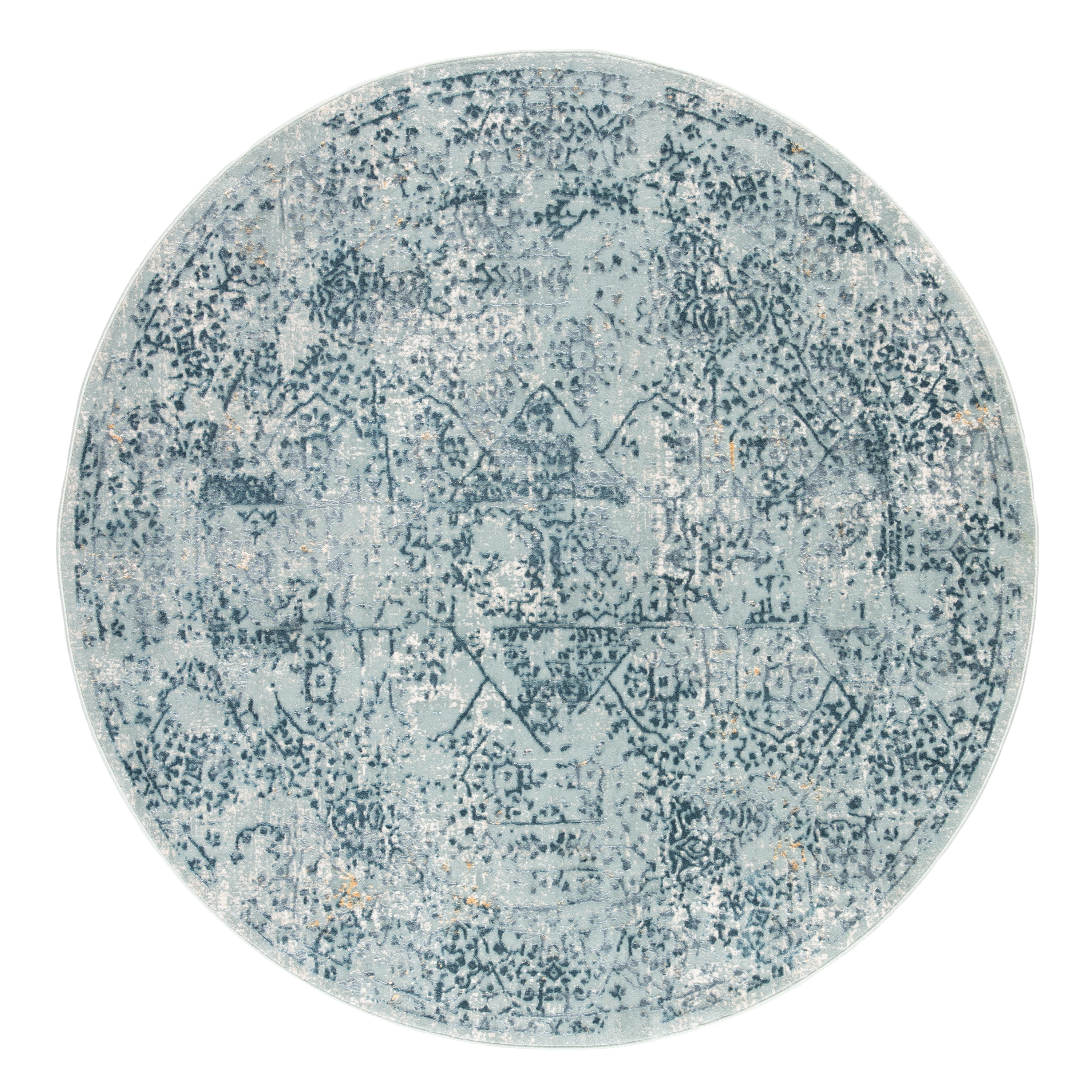Yvie Abstract Blue/ Teal Round Area Rug (6'X6') - Image 0