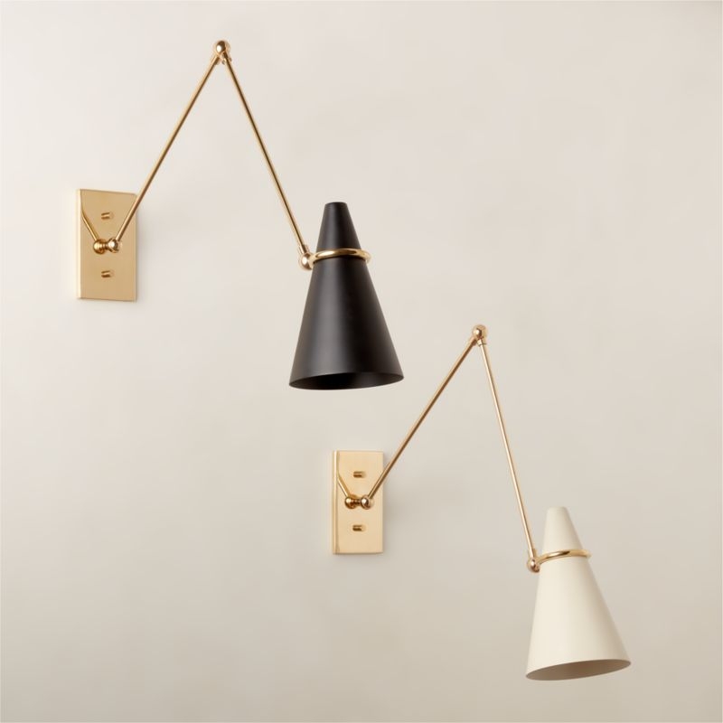 Aldus Black and Polished Brass Articulating Wall Sconce - Image 4