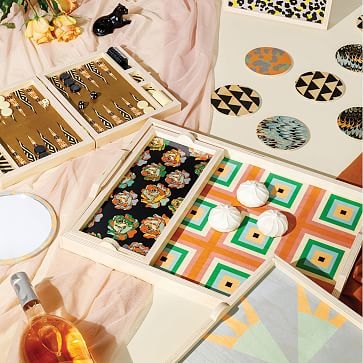 Travel Backgammon Set, Seafoam Marble - Image 1