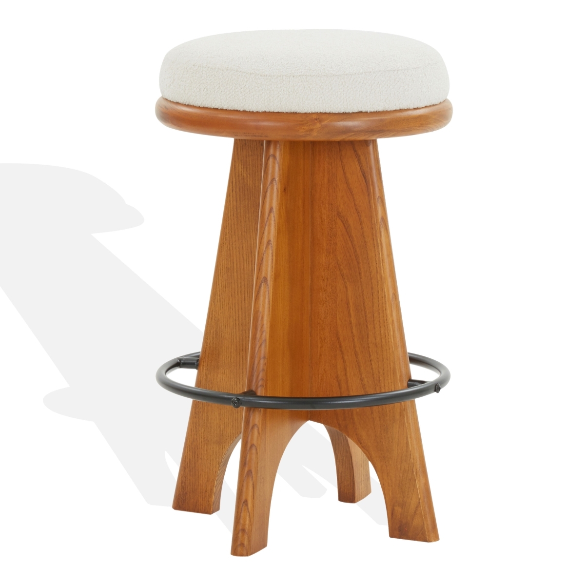 Bellarita Swivel Counter Stool - Ivory/Walnut - Image 4