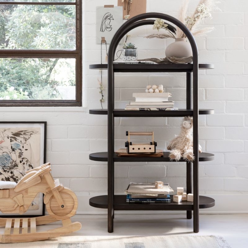 Canyon Black Wood Tall 4-Shelf Bookcase by Leanne Ford - Image 2
