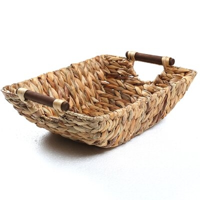 Hyacinth and Wood Handled Wicker Basket - Image 0