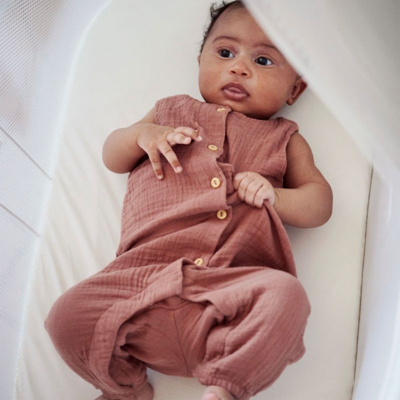 BABYBJÖRN ™ White and Wood Rocking Cradle Bassinet - Image 1