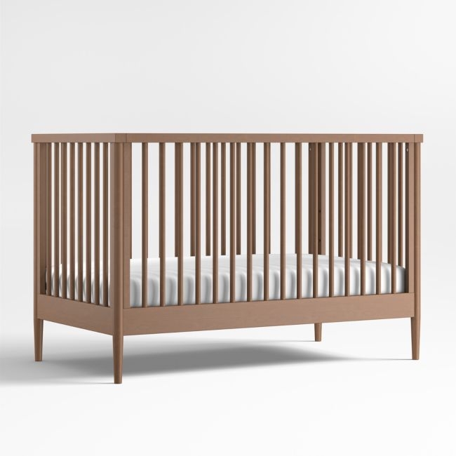 Hampshire Natural Brown Wood Convertible Baby Crib with Toddler Bed Rail - Image 0