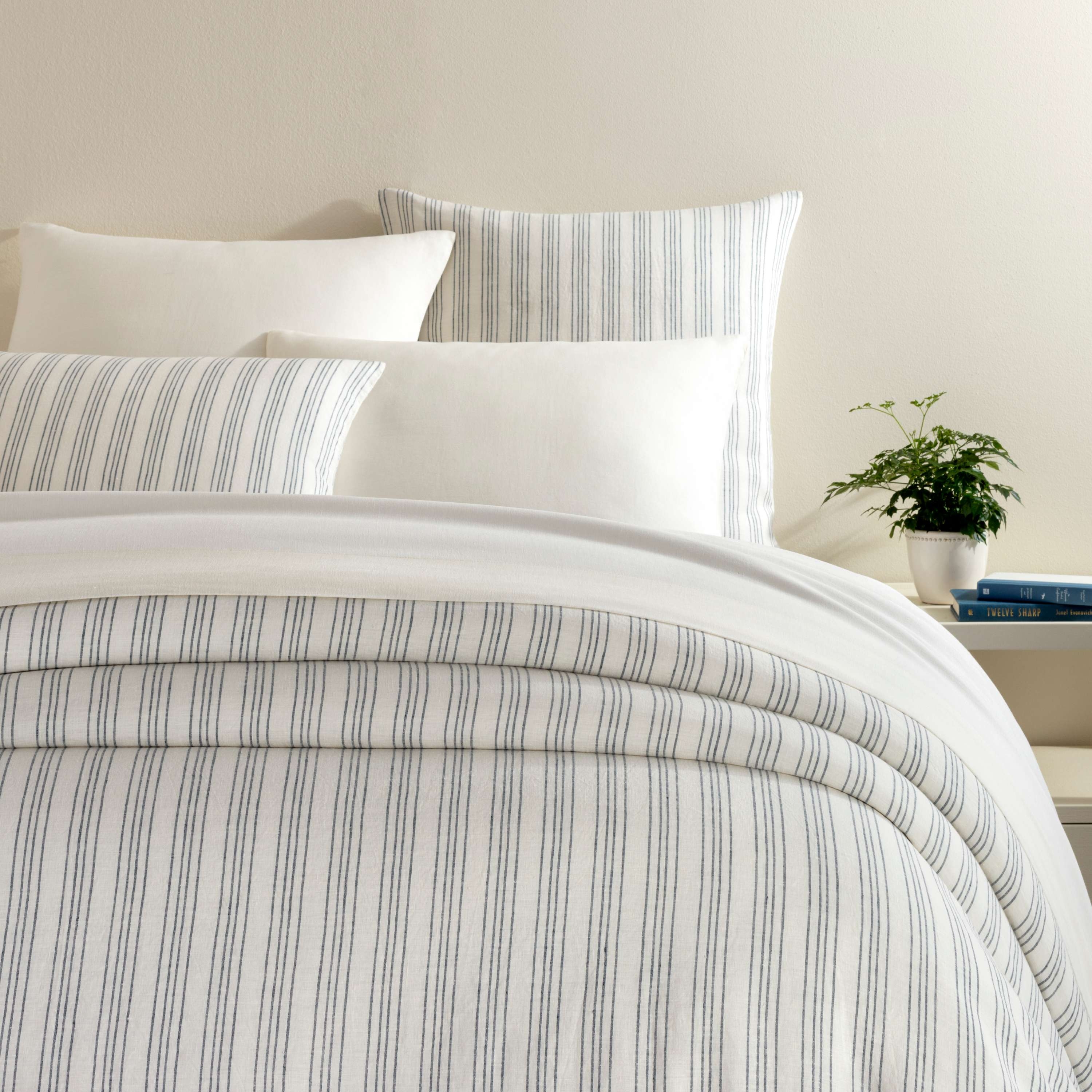 Lush Linen Stripe Slate Blue Duvet Cover - Image 0