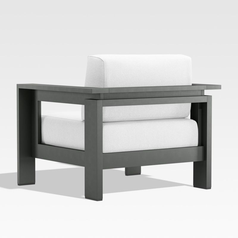Walker Metal Outdoor Lounge Chair with Canvas White Sunbrella ® Cushions - Image 5