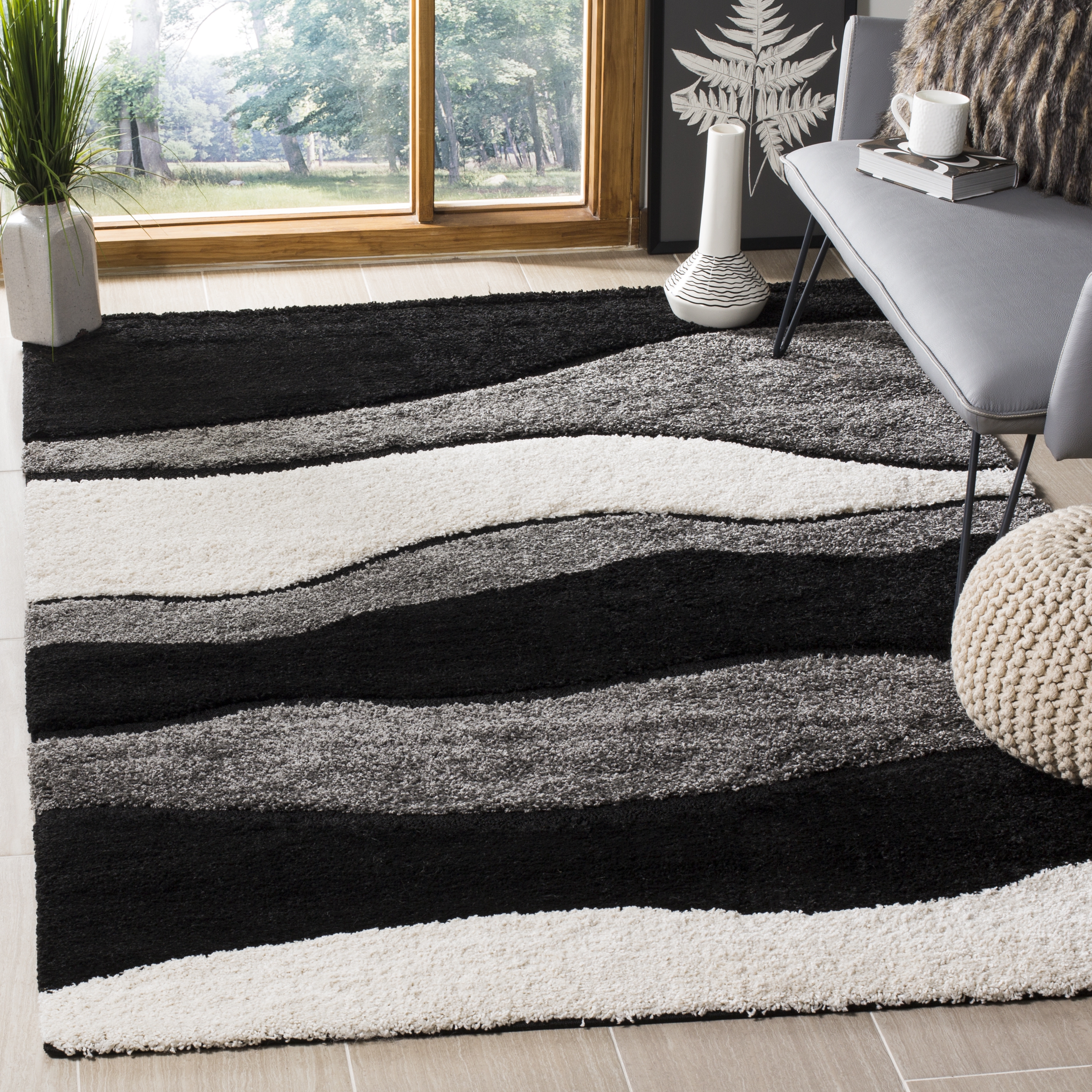 Arlo Home Woven Area Rug, SG475-8090, Grey/Black,  6' X 9' - Image 1