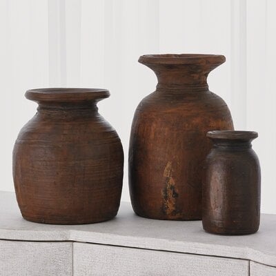 Village Milk Brown Wood Table Vase - Image 0