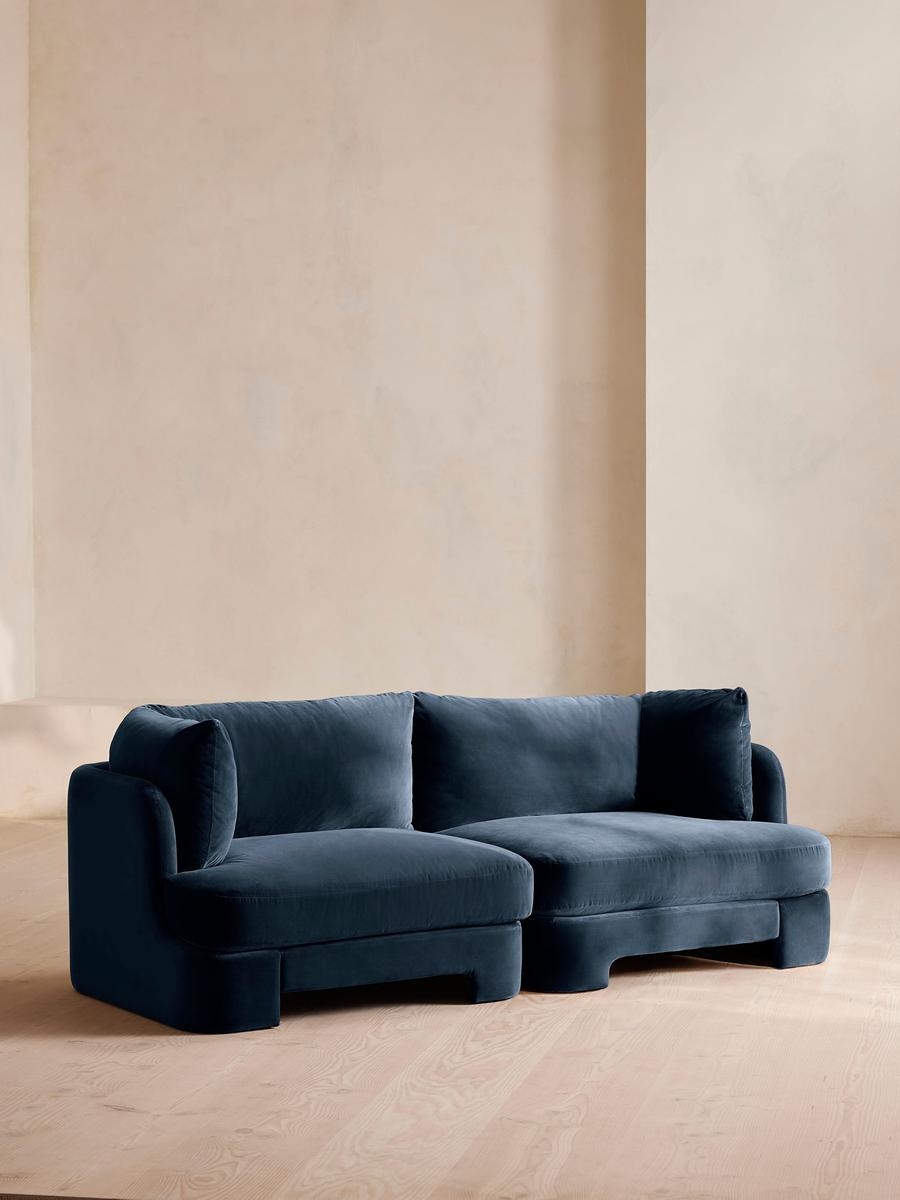 Odell Deeper Sit Sectional Sofa, Three Seater, Velvet Royal Blue US - Image 0