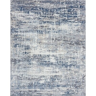 Leos Contemporary Abstract Area Rug, Blue - Image 0