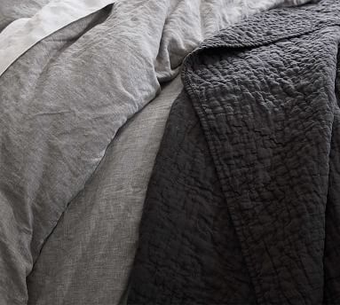 Belgian Flax Linen Handcrafted Quilt, Full/Queen, Midnight - Image 4