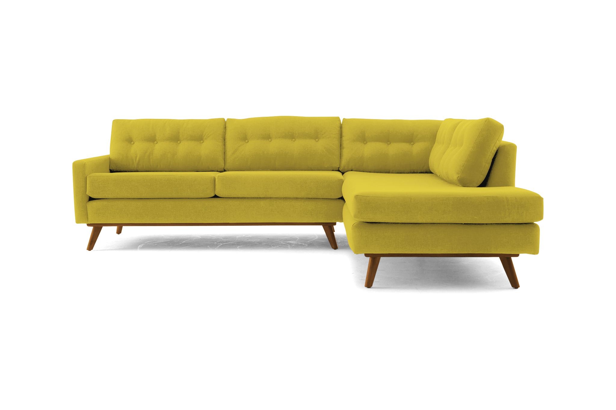 Yellow Hopson Mid Century Modern Sectional with Bumper - Bloke Goldenrod - Mocha - Right  - Image 0