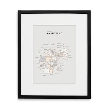 Nashville Letterpressed Map Print, Natural Frame, 16"x20" - Image 1
