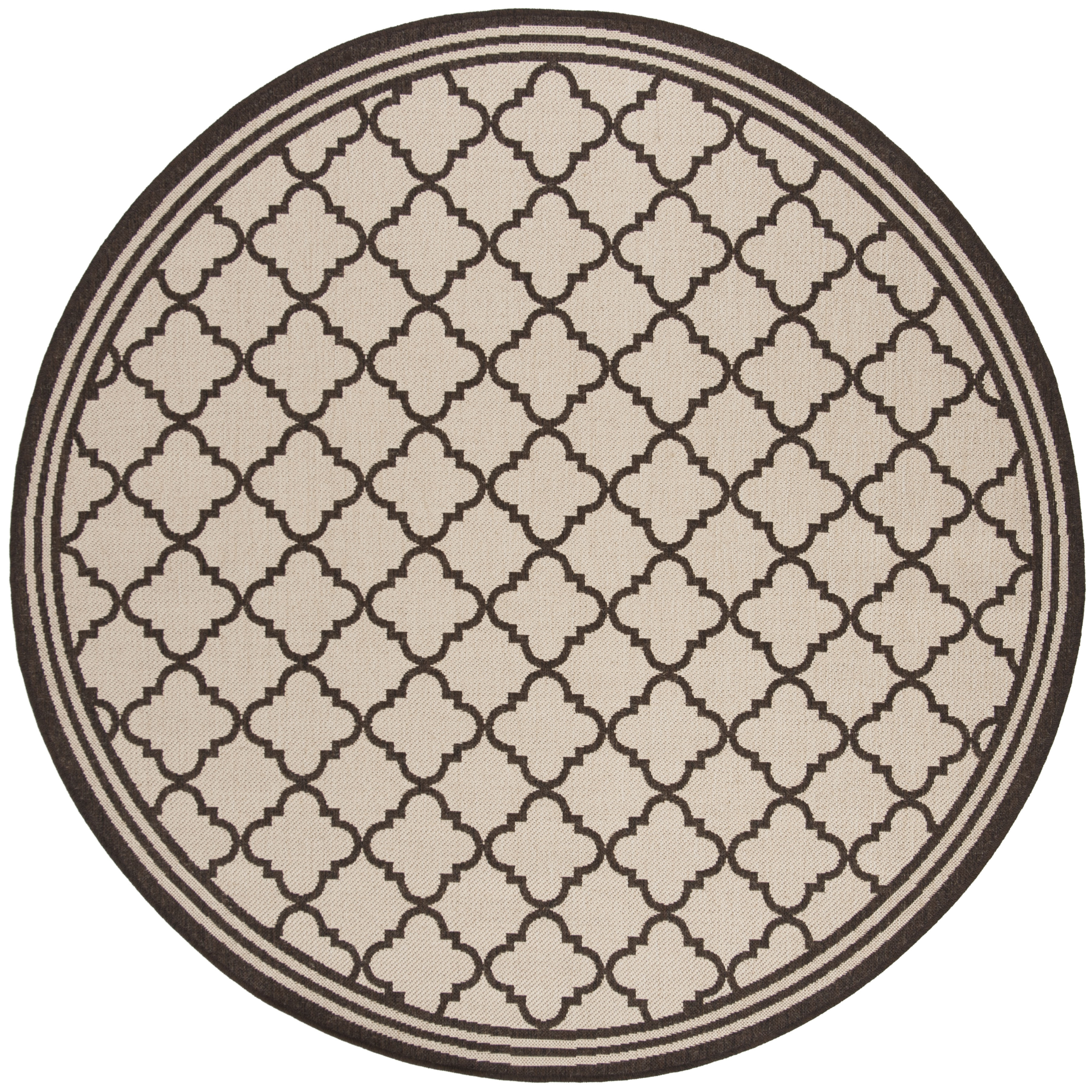 Arlo Home Indoor/Outdoor Woven Area Rug, LND121B, Natural/Brown,  6' 7" X 6' 7" Round - Image 0