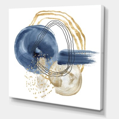 Abstract Dark Blue Gold & Black Underwater Life - Modern Canvas Wall Art Print-PT37253 - Image 0
