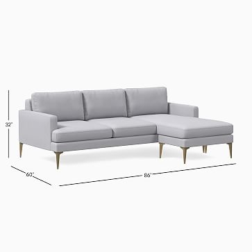 Andes Reversible Sectional, Frost Gray, Performance Basket Slub - Image 2