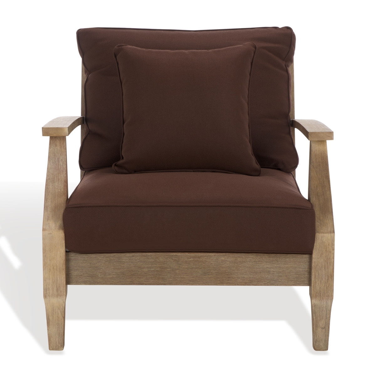 Martinique Wood Patio Armchair - Natural/Dark Brown - Image 0