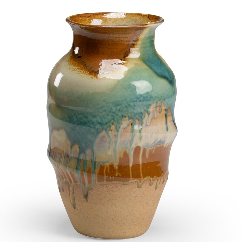 Chelsea House Puebla Brown/Green 11.75"" Ceramic Table Vase - Image 0