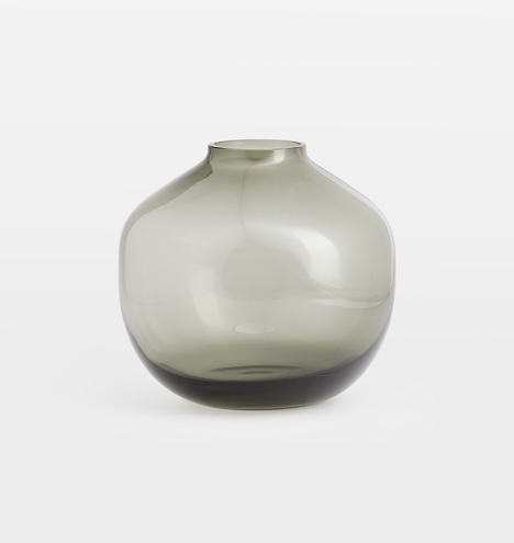 Audrey Low Round Smoke Glass Vase - Image 0