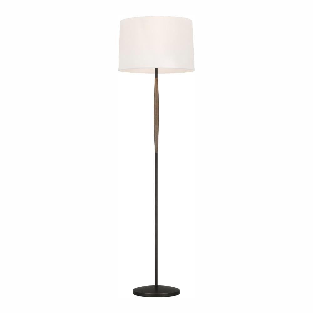 Sea Gull Lighting Products Ferrelli 61.625 in. Weathered Oak Wood Floor Lamp White Linen Shade - Image 0