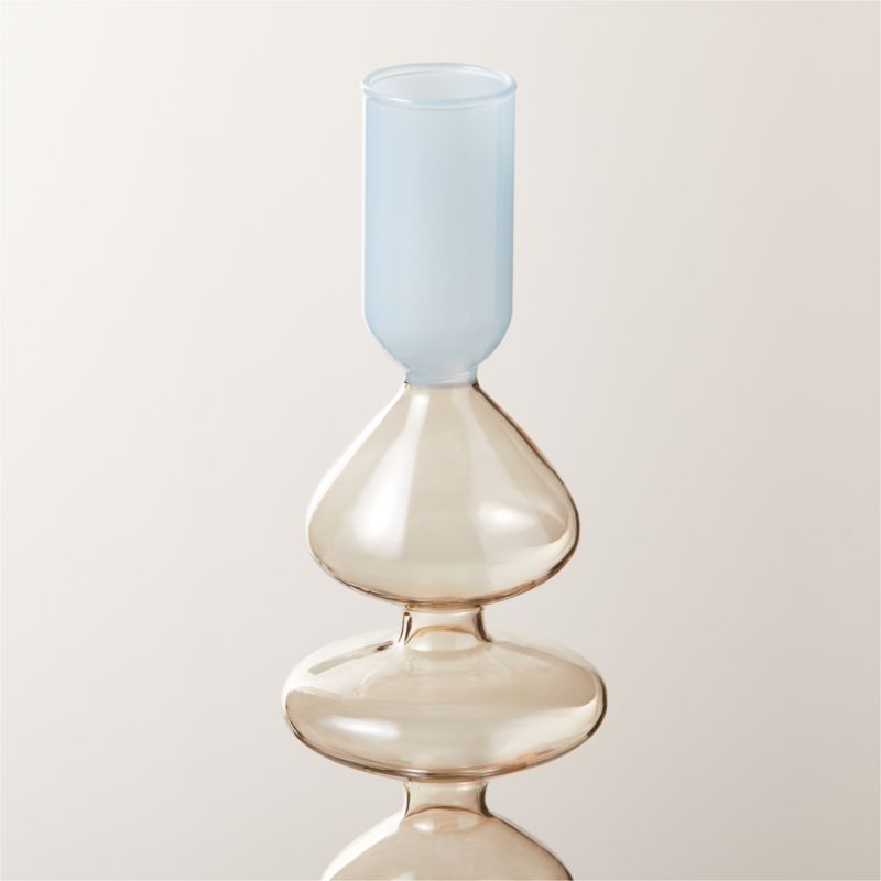 Kava Cool Toned Glass Taper Candle Holder Set of 3 - Image 2