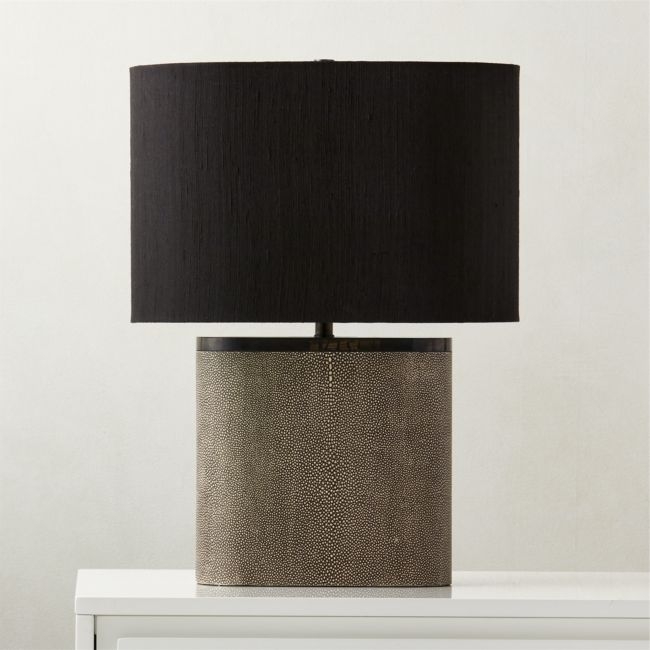 Clair Black Shagreen Table Lamp with Black Shade - Image 0