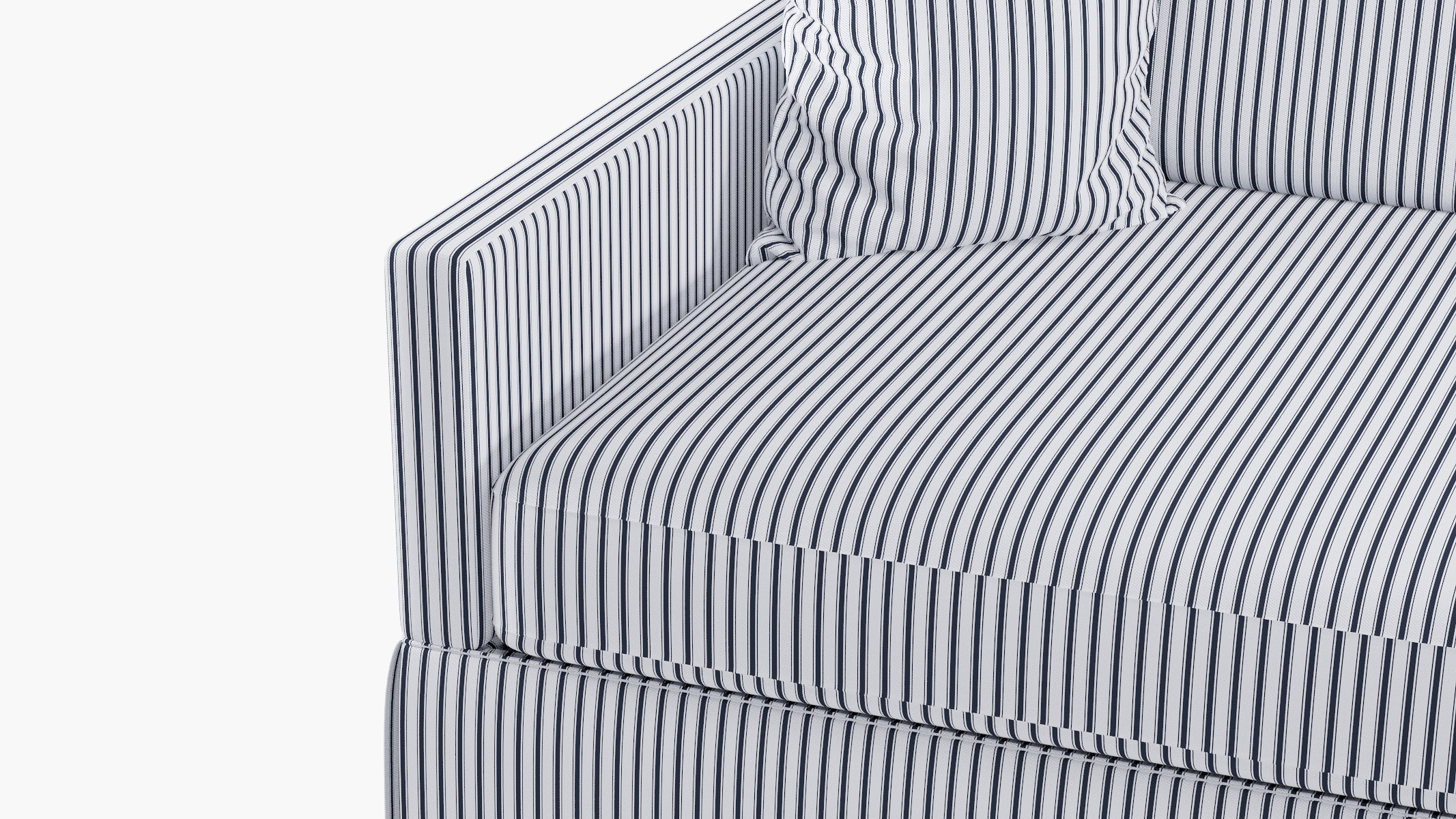 Skirted Track Arm Sofa, Navy Classic Ticking Stripe, Extra Deep (43") - Image 5