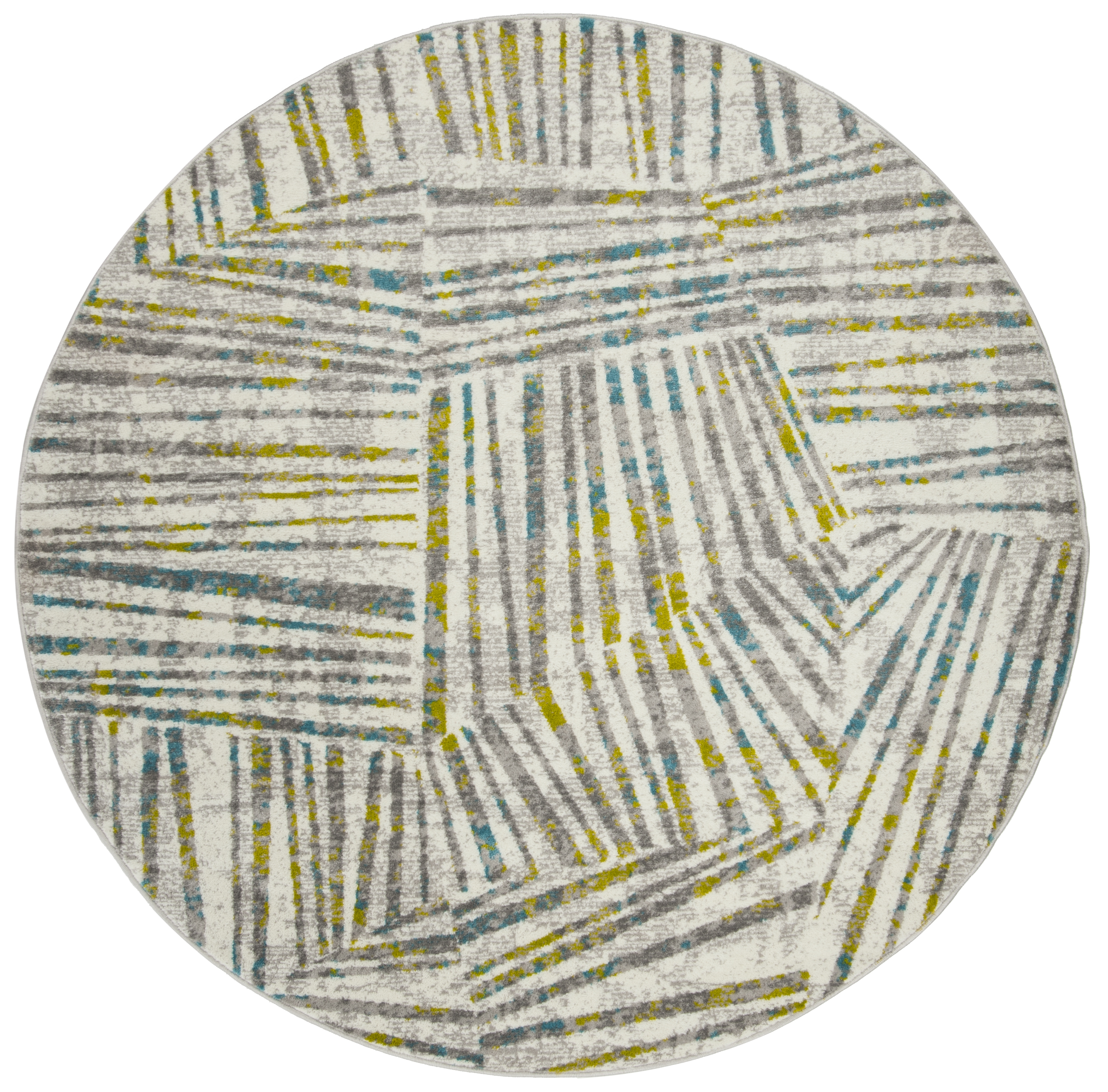 Arlo Home Woven Area Rug, SKY191G, Grey/Green,  6' 7" X 6' 7" Round - Image 0